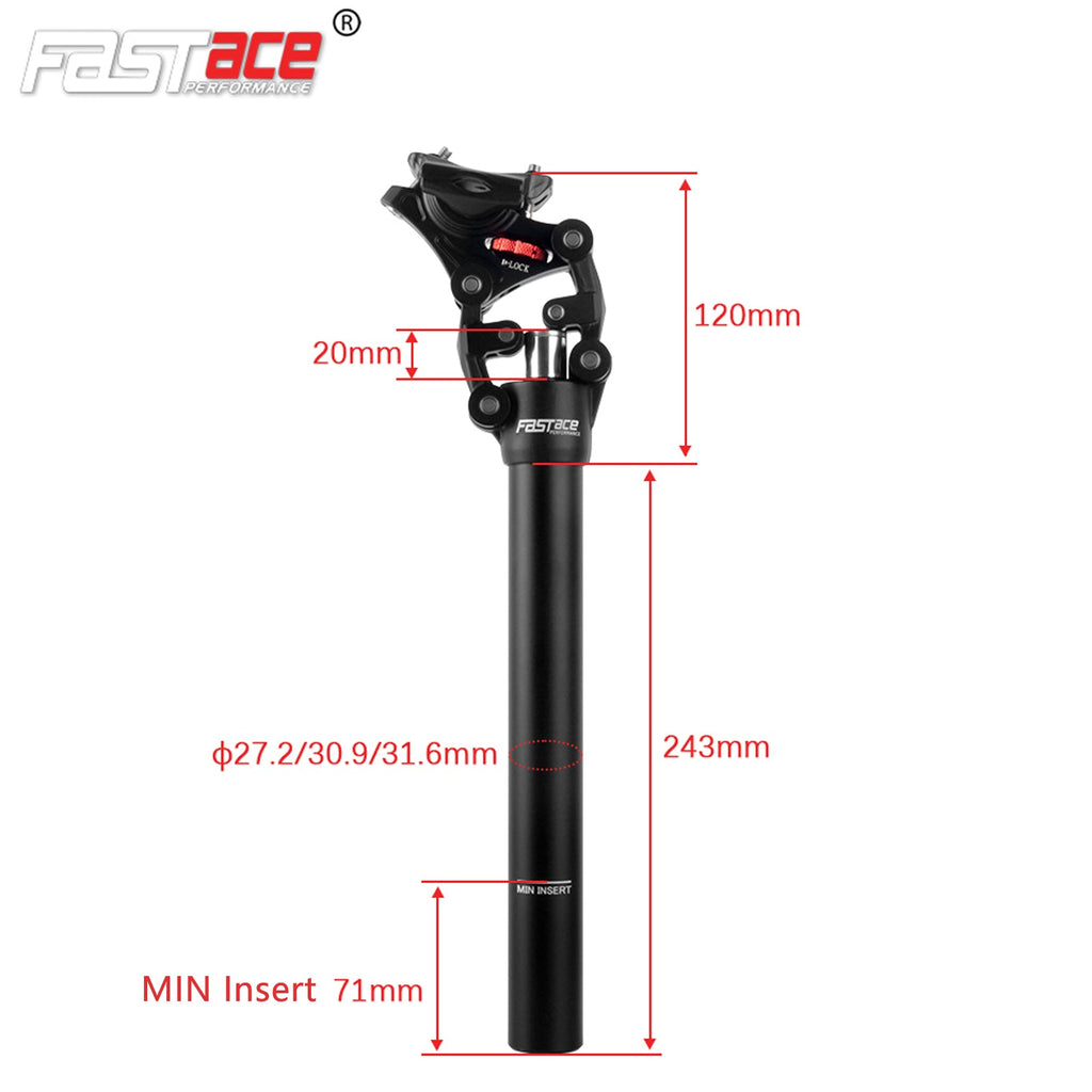 FASTace Suspension Bike Seat Post 27.2/30.9/31.6mm 20mm Travel Bicycle Seatpost