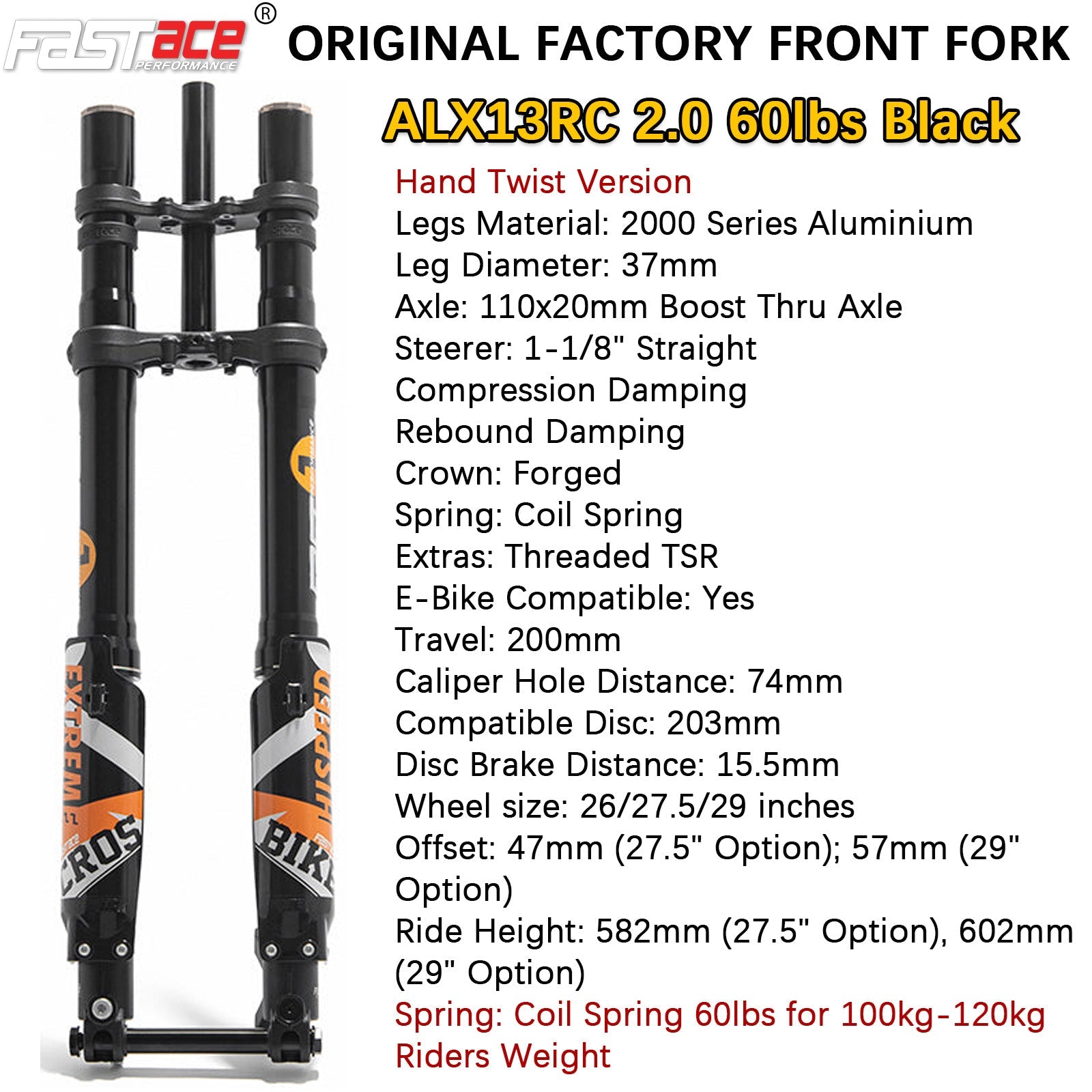 FASTACE ALX13RC 2.0 Original Factory Front Fork Suspension For Surron Light Bee Talaria Sting E Ride Pro SS 1.0/2.0