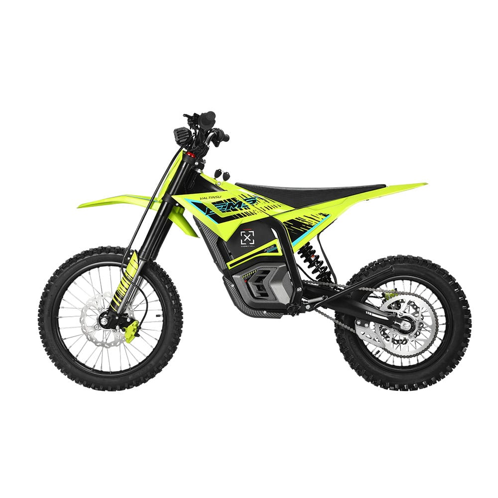 Moto cross électrique VALTINSU EM-5 Pro Alpine Green vert — profil
