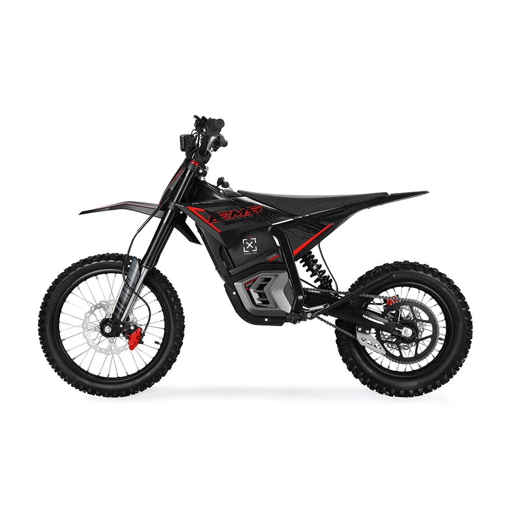 Moto cross électrique VALTINSU EM-5 Pro Obsidian Black noir — profil