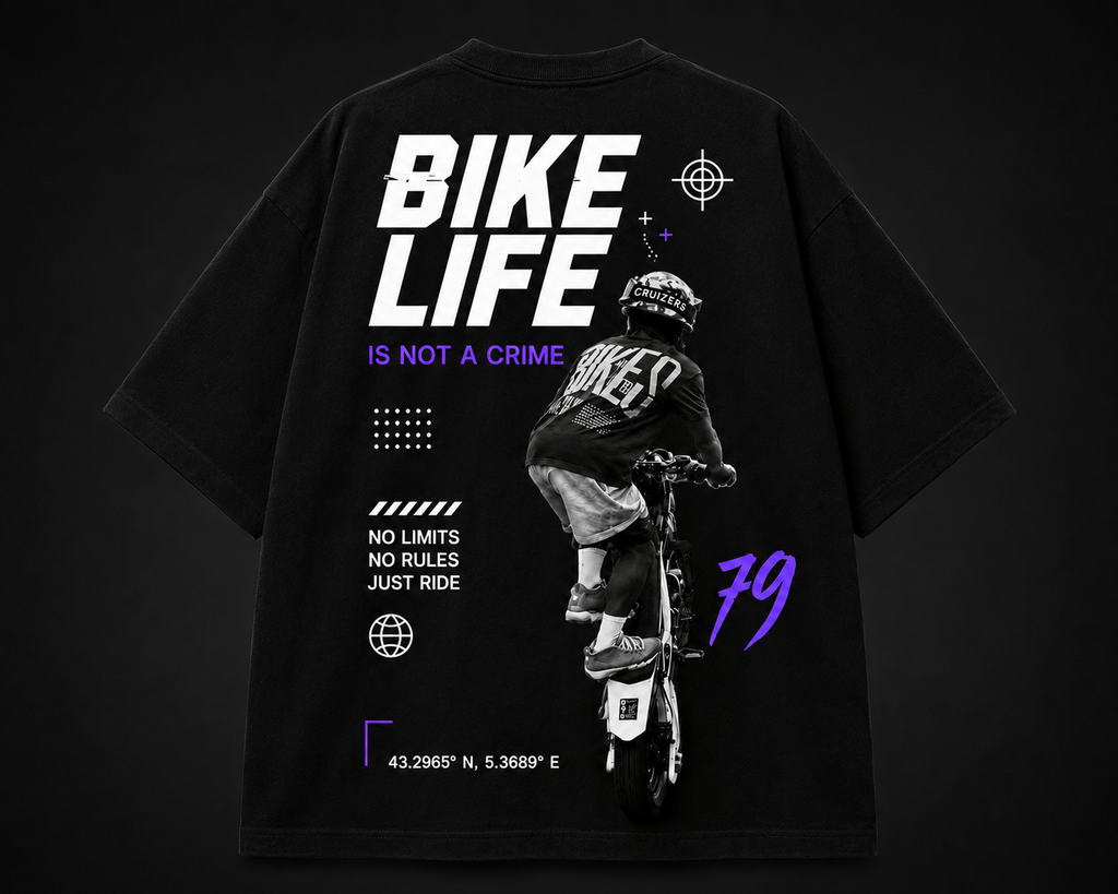 Ride On – T-shirt enfant Bike Life "Is Not A Crime" oversize streetwear moto