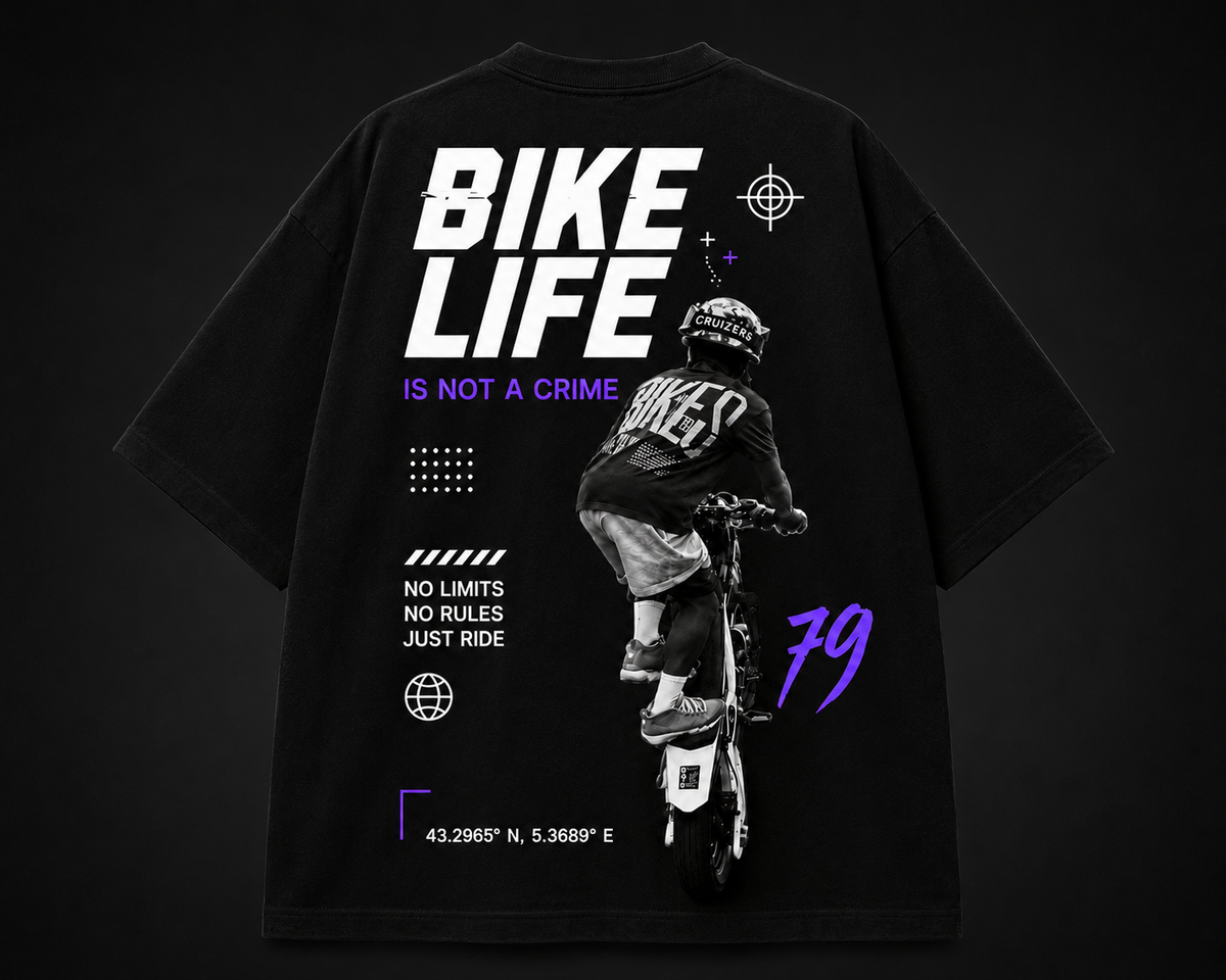 Ride On – T-shirt enfant Bike Life "Is Not A Crime" oversize streetwear moto